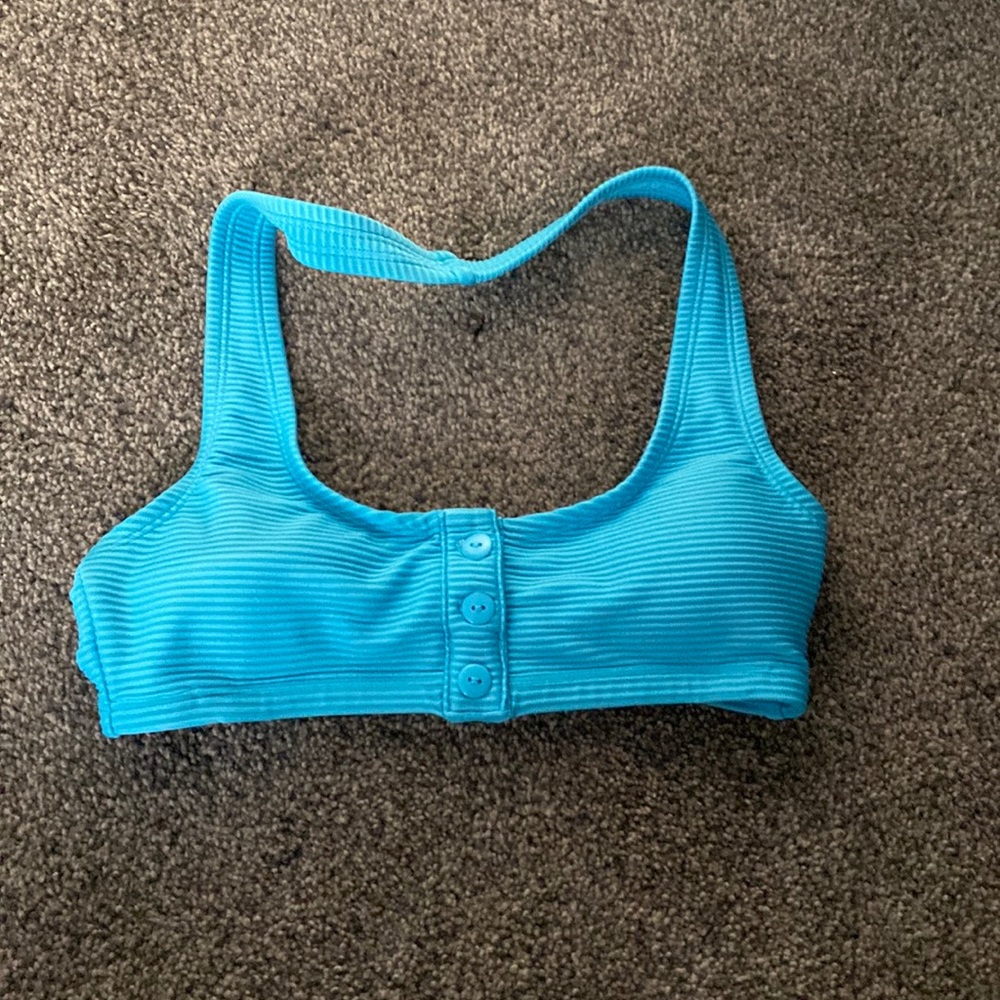 aeropostale blue button up swim suit bikini halter top